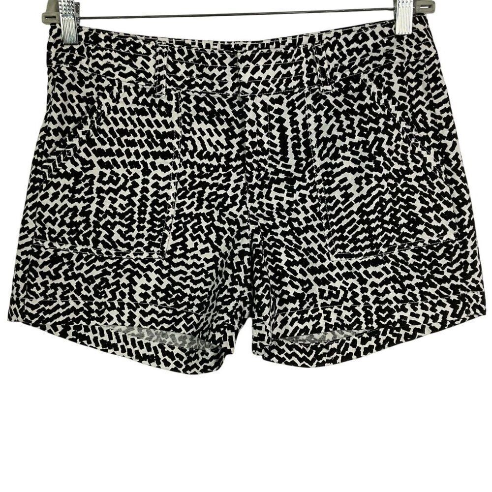 Banana Republic Factory Print Utility Shorts, size 8, black/white, cotton